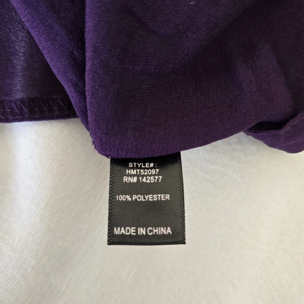 NWT Haute Monde Purple Tie Front Blouse M Collared Lightweight Drapey Chic Top - Picture 6 of 10